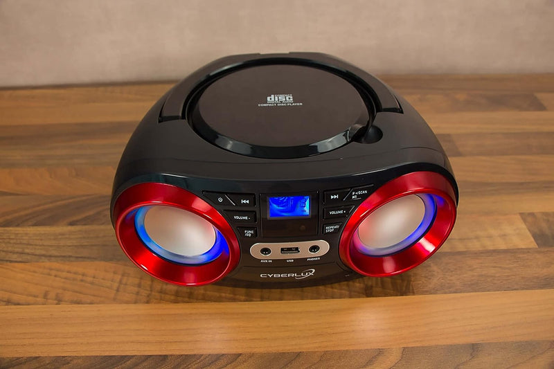 Tragbarer CD-Player | LED-Discolichter | Boombox | CD/CD-R | USB | FM Radio | AUX-In | Kopfhöreransc