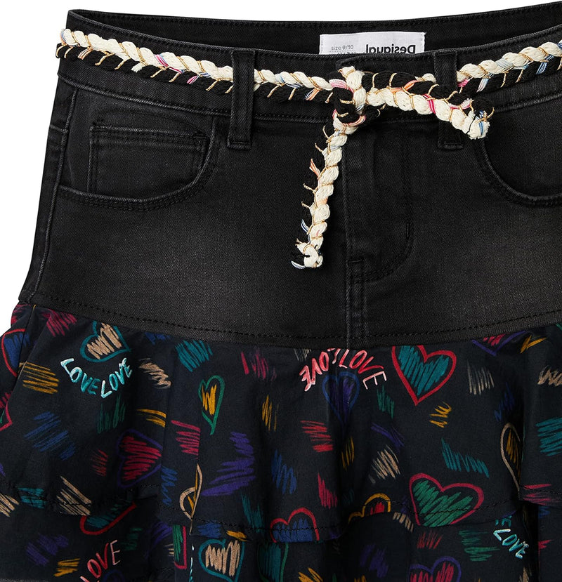 Desigual Mädchen Skirt 4 Jahre Schwarz, 4 Jahre Schwarz