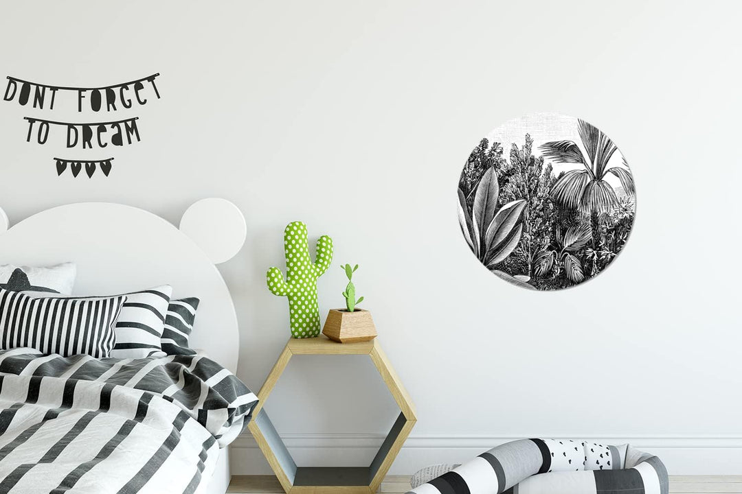 MuchoWow Wandbild Rund Wanddeko Deko Wohnzimmer Bilder 30x30 cm Pflanzen - Natur - Gestaltung - Illu