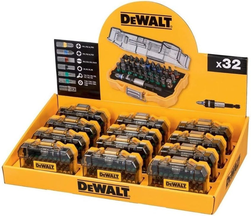 Dewalt Schrauberbit-Set 32-teilig (Display mit 12 Boxen, Bits mit Schnellwechsel-Bithaltern, T STAK