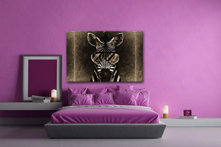 deyoli Cooles Zebra mit Einer stylischen Brille Format: 80x60 Effekt: Sepia als Leinwandbild, Motiv