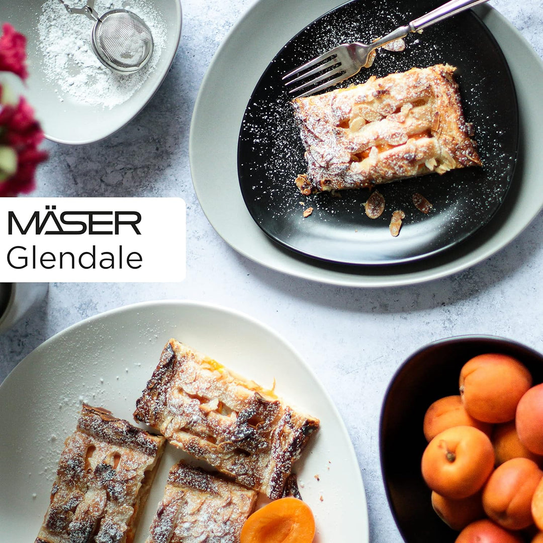Mäser Tellerset, Keramik GLENDALE, 26 centimeters, Schwarz / Weiss / Grau Teller-Set Flach, Teller-S