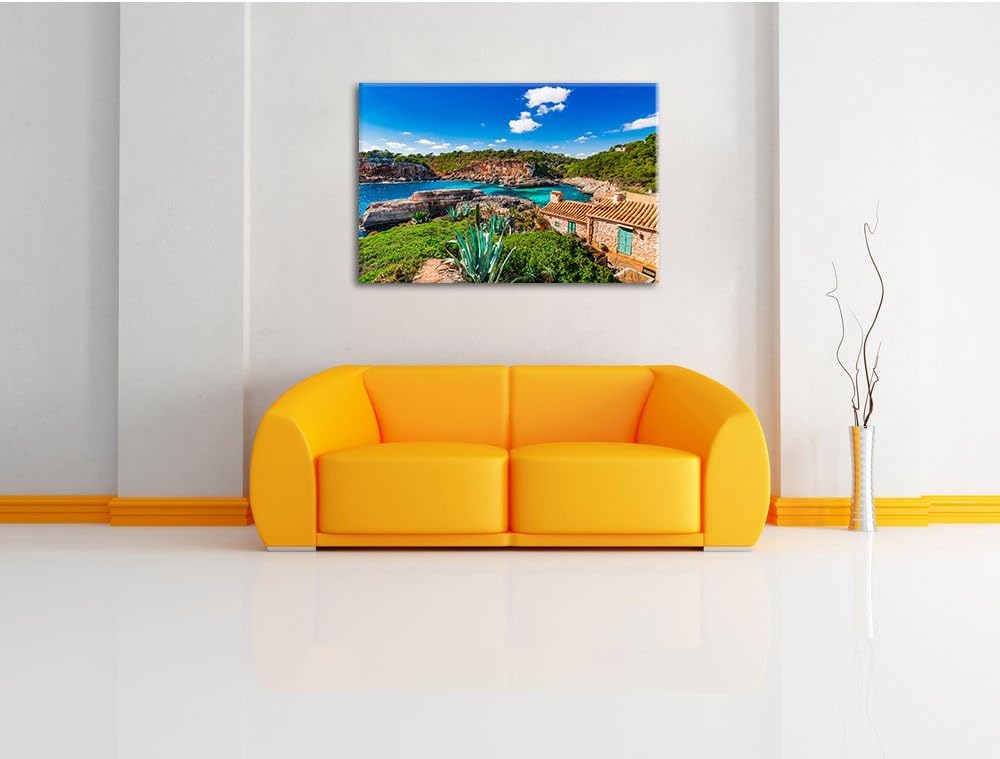 Pixxprint Ferienhaus an der Küste als Leinwandbild/Grösse: 100x70 cm/Wandbild/Kunstdruck/fertig besp