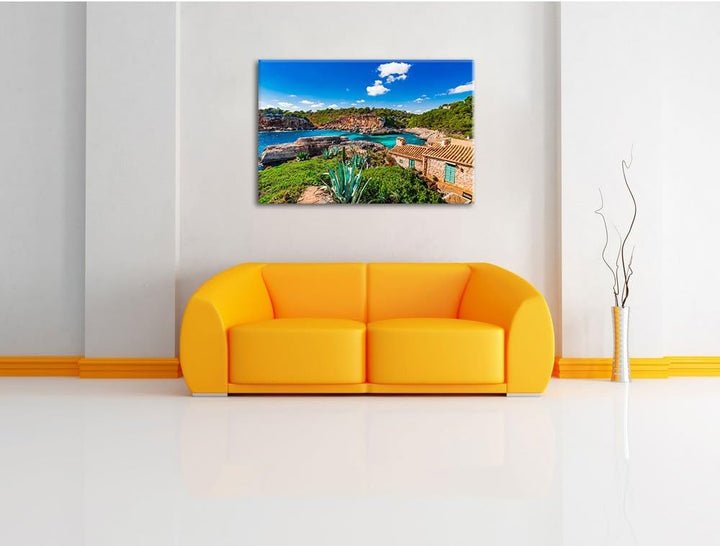 Pixxprint Ferienhaus an der Küste als Leinwandbild/Grösse: 100x70 cm/Wandbild/Kunstdruck/fertig besp