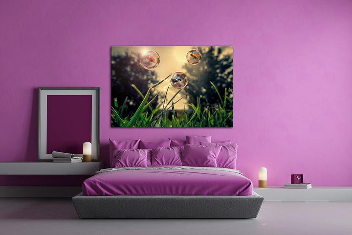 deyoli Regenschirme in Seifenblasen Format: 80x60 als Leinwand, Motiv fertig gerahmt auf Echtholzrah