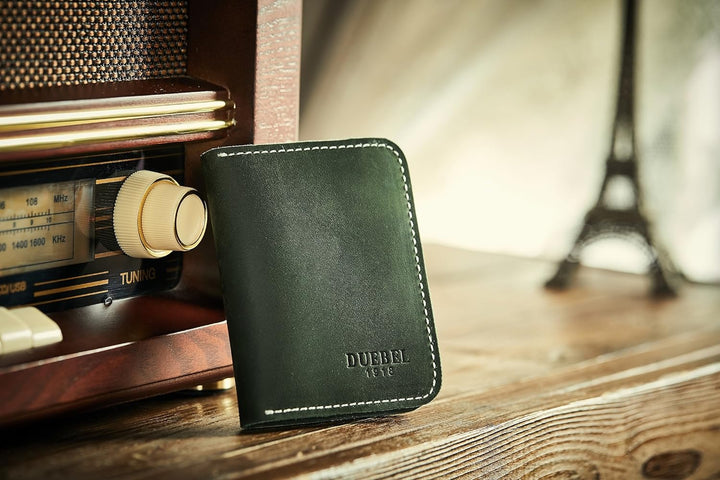 DUEBEL Herren Vollkorn Leder Bifold Reise Brieftaschen/Halter/Case/Protector, Grün