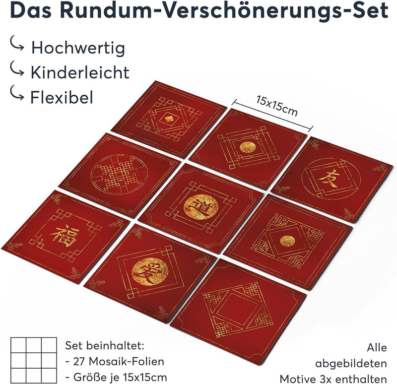 Fliesenfolie I Fliesen-Aufkleber für Küche u. Badfliesen I Fliesenspiegel und Küchenrückwand verschö