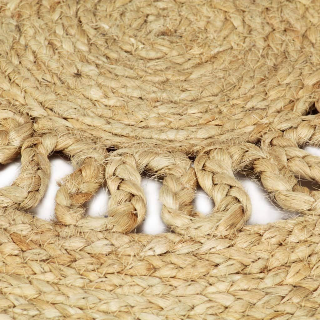 Tidyard Teppich Handgefertigt Jute Geflochten rund,jedes Stück ist EIN Unikat, Durchmesser: 120 cm