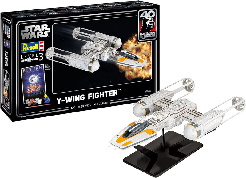 Revell Modellbausatz Star Wars I Geschenkset Y-wing Fighter I Massstab 1:72 I Level 3 Bausatz I Teil