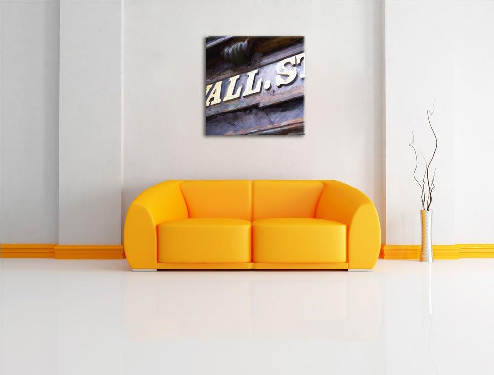 Wall Street Schild, Format: 70x70 auf Leinwand, XXL riesige Bilder fertig gerahmt mit Keilrahmen, Ku