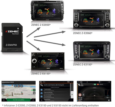 ZENEC Z-EMAP50: Micro SD-Karte mit Navigation für ZENEC Infotainer Z-E2050, Z-E2060, Z-E3150, Z-E615