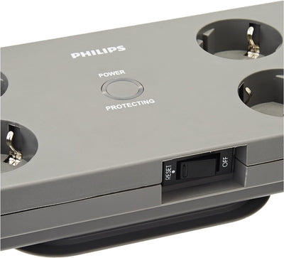 Philips SPN5085B/10 Steckdosenleiste mit Schalter - Überspannungsschutz - 8-Fach Steckdosen - 1800 J