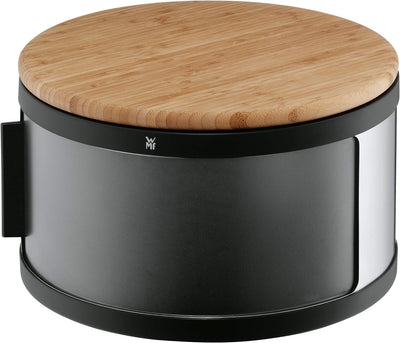 WMF Gourmet Brotkasten rund 32 x 13 cm, mit Schneidbrett, Brottrommel, Bambus, Cromargan Edelstahl,