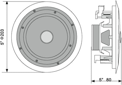 OMNITRONIC CST-5 2-Wege-Deckenlautsprecher | 5"-Einbaulautsprecher, 100 V, 20 W RMS, Ø 170 mm