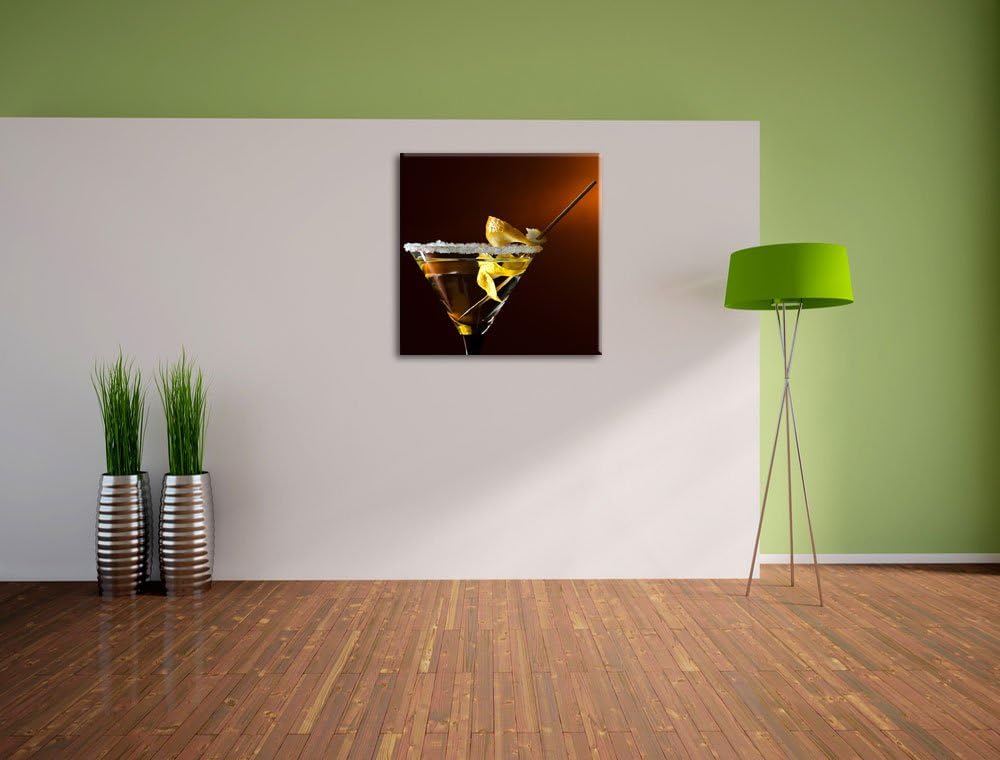 Pixxprint Cocktail Zuckerrand als Leinwandbild/Grösse: 70x70 cm/Wandbild/Kunstdruck/fertig bespannt,