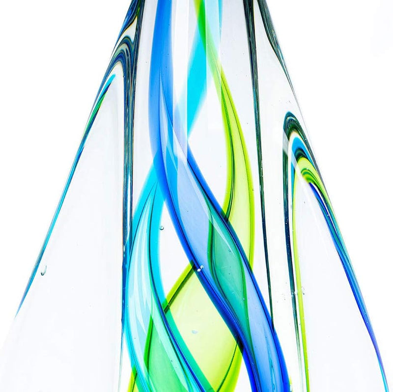 levandeo Designer Skulptur 34cm Hoch Glas Design Glasskulptur Glasdeko Blau Grün Unikat Tischdeko De