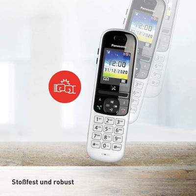 Panasonic KX-TGH723GS Schnurlostelefon mit Anrufbeantworter 3er Set (DECT Telefon, strahlungsarm, Fa