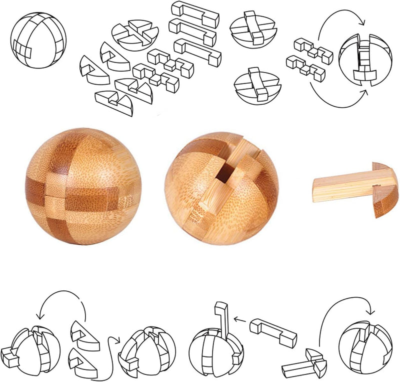 Holzsammlung 9 Stück Knobelspiele Holz, Geschicklichkeitsspiel Holz, Logikspiele IQ Spiele Geduldspi