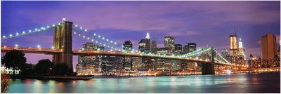 Bilderwelten Leinwandbild - Brooklyn Bridge in New York City - Panorama Quer, 40cm x 120cm, 40cm x 1