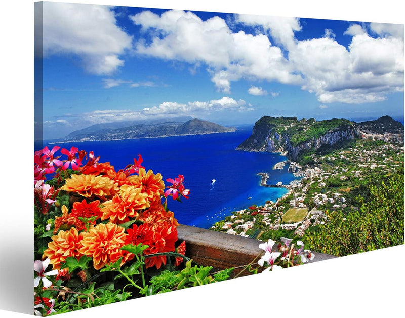 Bild Bilder auf Leinwand malerische Insel Capri Italien Wandbild Poster Leinwandbild RDJ 100x57cm, 1