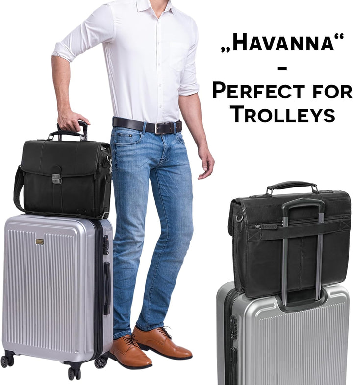 STILORD 'Havanna' Leder Businesstasche A4 Gross Klassische Aktentasche Arbeitstasche Abnehmbarer Sch