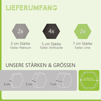 platino24 Akustikpaneele 8 Elemente Edition LOFT 3D I Ø 300mm Akustikplatten Schalldämmung Wand & De