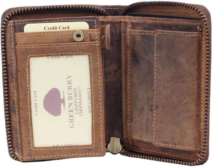 Greenburry Portemonnaie Damen Geldbörse Braun mit Perser Katze Motiv 13x10x3cm, Perser Katze