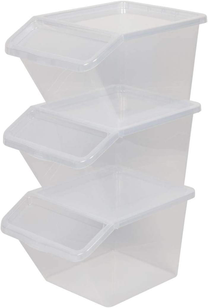 Kreher 3 x Aufbewahrungsbox, Sortierbox aus Kunststoff in Transparent. Mit ca. 40 Liter Volumen pro