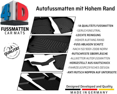 fussmattenprofi.com 4D Premium Gummi Auto Fussmatten Set Passend für Volkswagen Crafter (1 Beifahrer