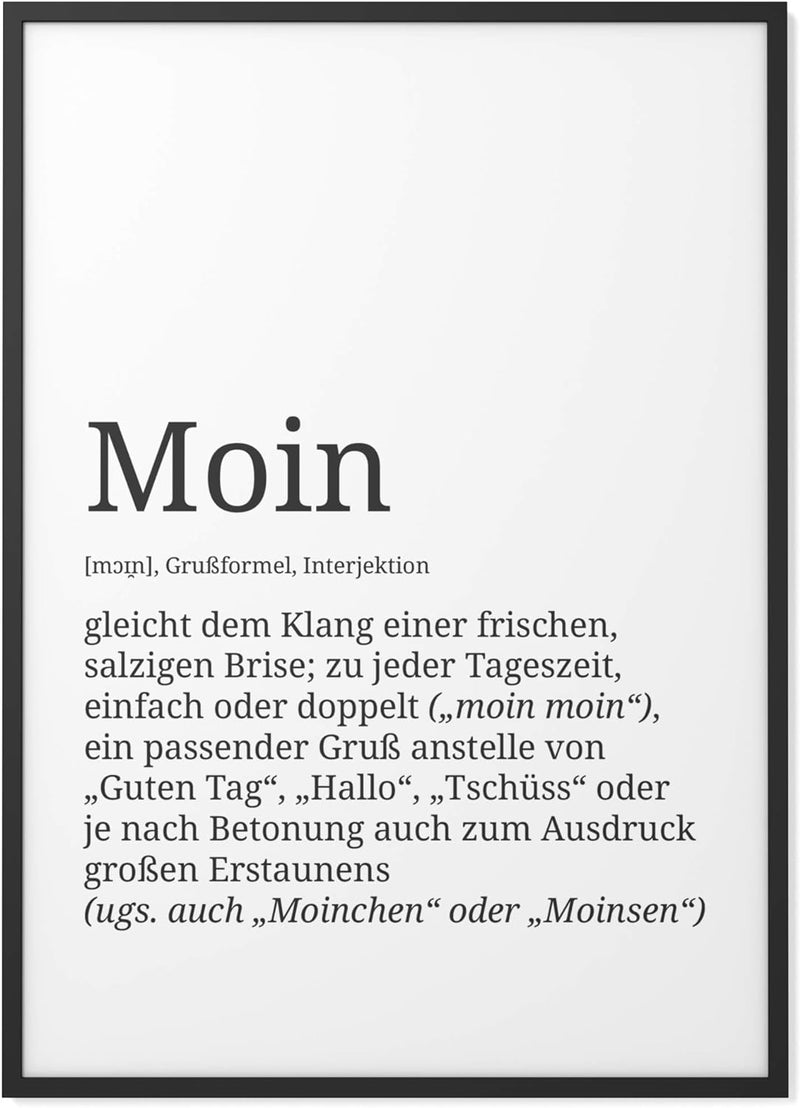 Papierschmiede® Definition: Moin, DIN A1 (59x84 cm), XXL Poster für Wohnzimmer, Schlafzimmer, Küche,