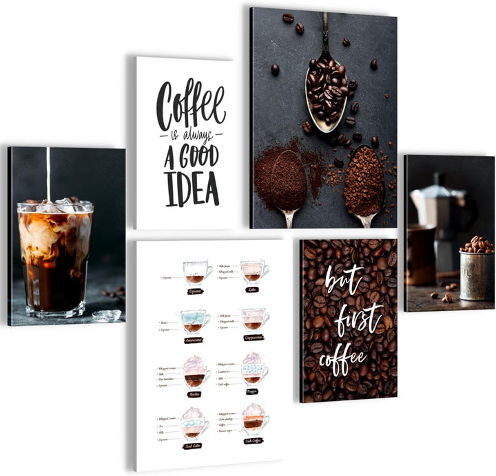Novart Bilder Set - AUFHÄNGFERTIG - KEIN EXTRA RAHMEN BENÖTIGT - Kaffee Coffee Modern Küche - Esszim