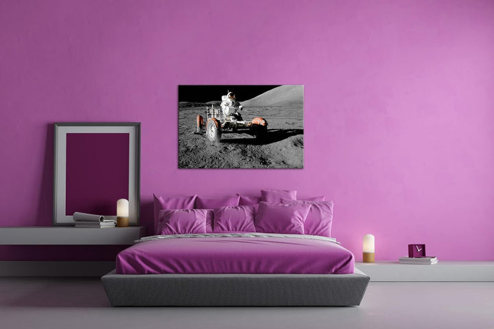 der Mond Rover Format: 80x60 als Leinwandbild, Motiv fertig gerahmt auf Echtholzrahmen, Hochwertiger