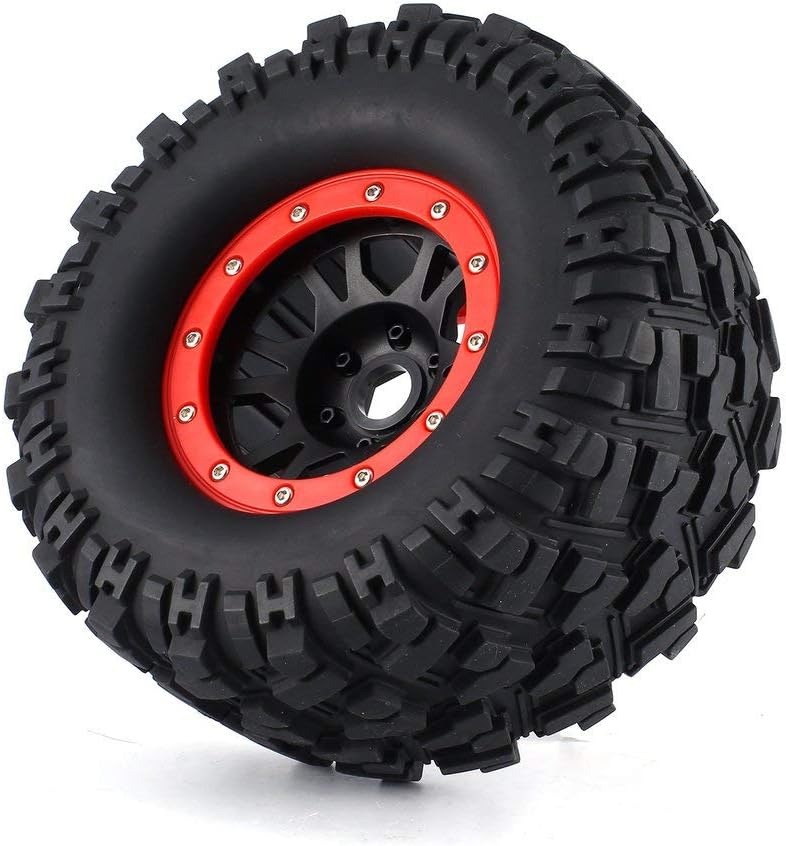 KEEDA 2PCS 165mm Gummi Reifen und Beadlock Felgen 17mm Sechskant Räder für 1/8 TRAXXAS Redcat HPI HS