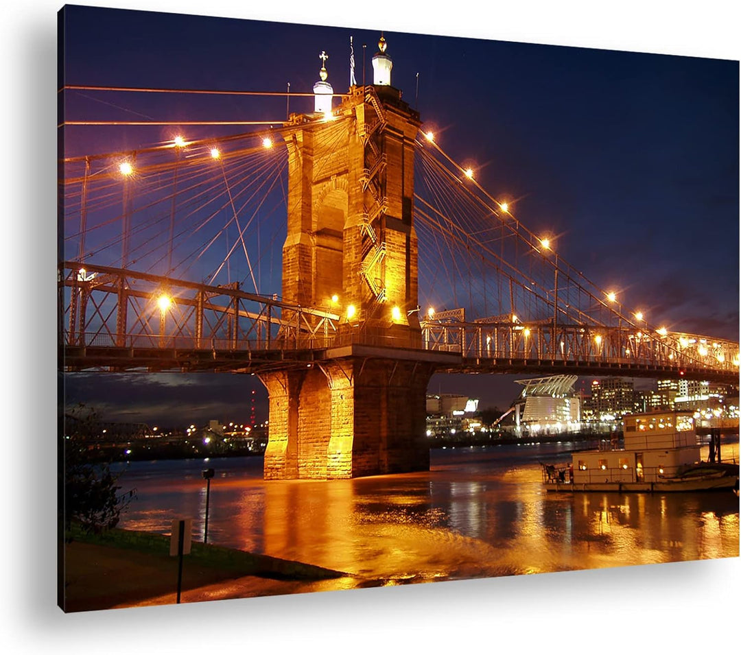 deyoli gigantische Hängebrücke in Ohio Format: 80x60 als Leinwandbild, Motiv fertig gerahmt auf Echt