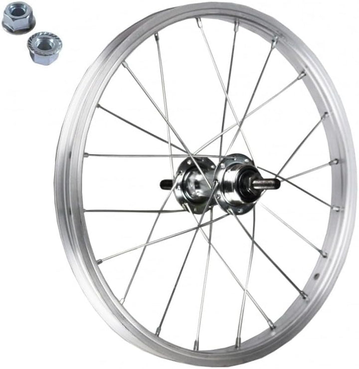 Vorderrad 16 x 1,75 cm aus Aluminium + Abdeckung weiss 16 x 1,75 cm + Luftschlauch für Kinderfahrräd