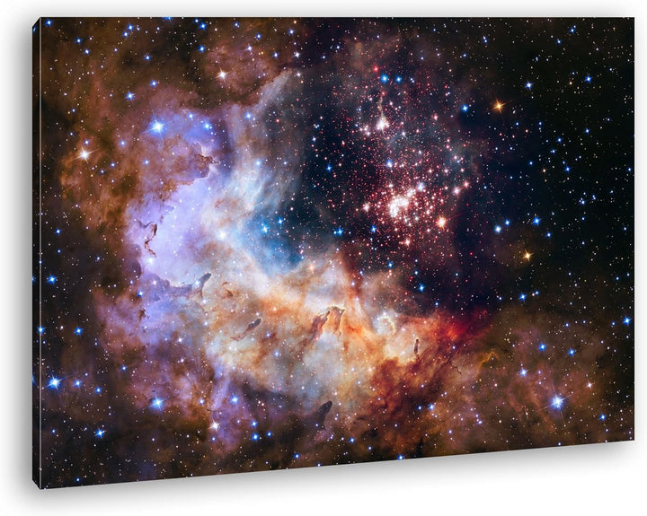 deyoli farbenprächtiger Sternencluster Format: 60x40 als Leinwandbild, Motiv fertig gerahmt auf Echt
