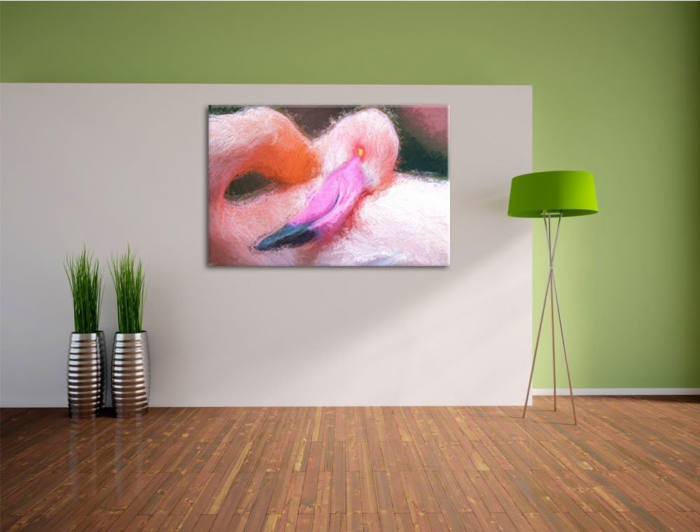 schöner Flamingo Deluxe Format: 100x70 cm auf Leinwand, XXL riesige Bilder fertig gerahmt mit Keilra