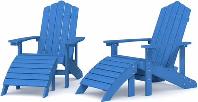 Gecheer 2 STK. Adirondack Gartenstühle mit Hockern Gartensessel Deckchair Holzstuhl Stuhl Sessel Ter