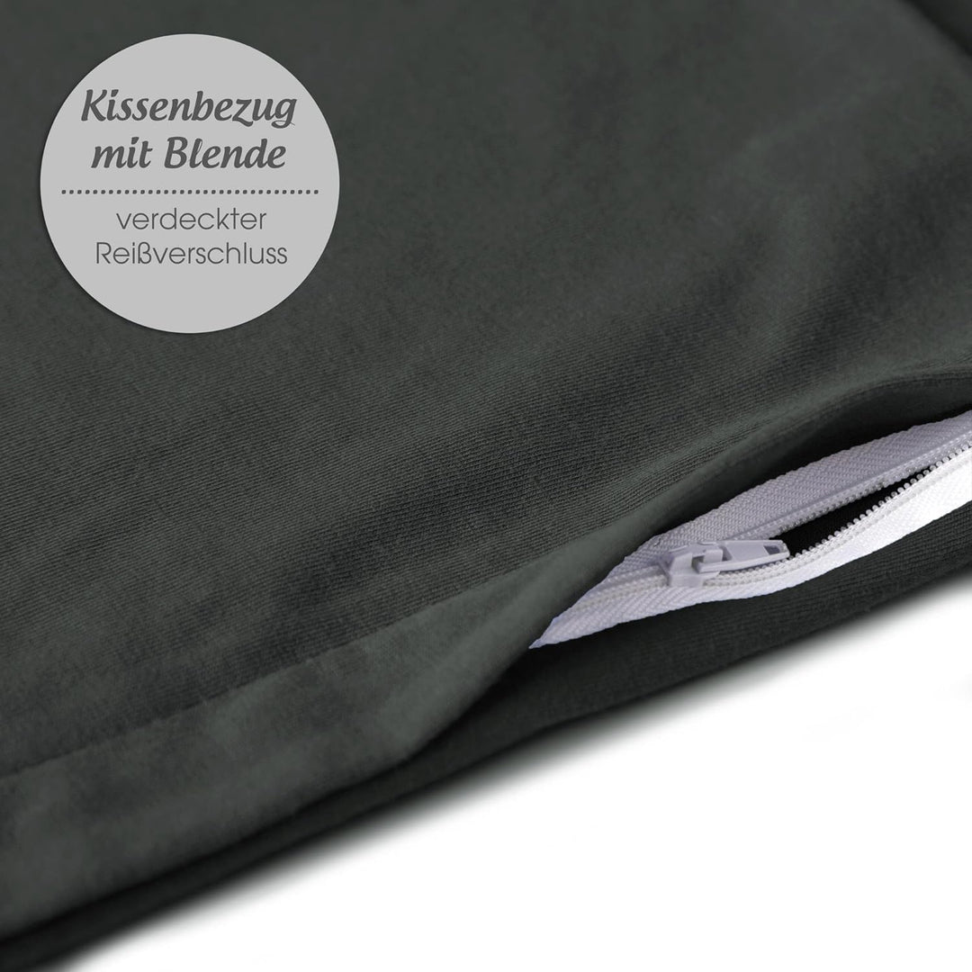 aqua-textil Classic Line Kissenbezug 2er-Set 40 x 200 cm anthrazit grau Baumwolle Seitenschläferkiss
