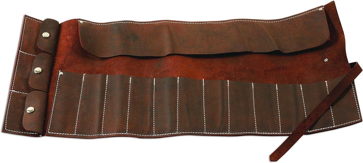 Gunson 77168 Werkzeugrolle aus Leder, antikes Finish, 15 Taschen, braun