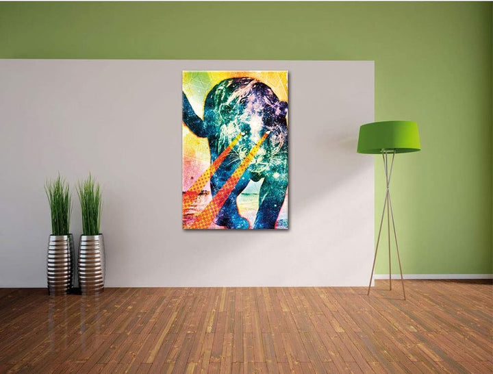 Pixxprint Psycat Leinwandbild Bild auf Leinwand, XXL riesige Bilder fertig gerahmt mit Keilrahmen, K