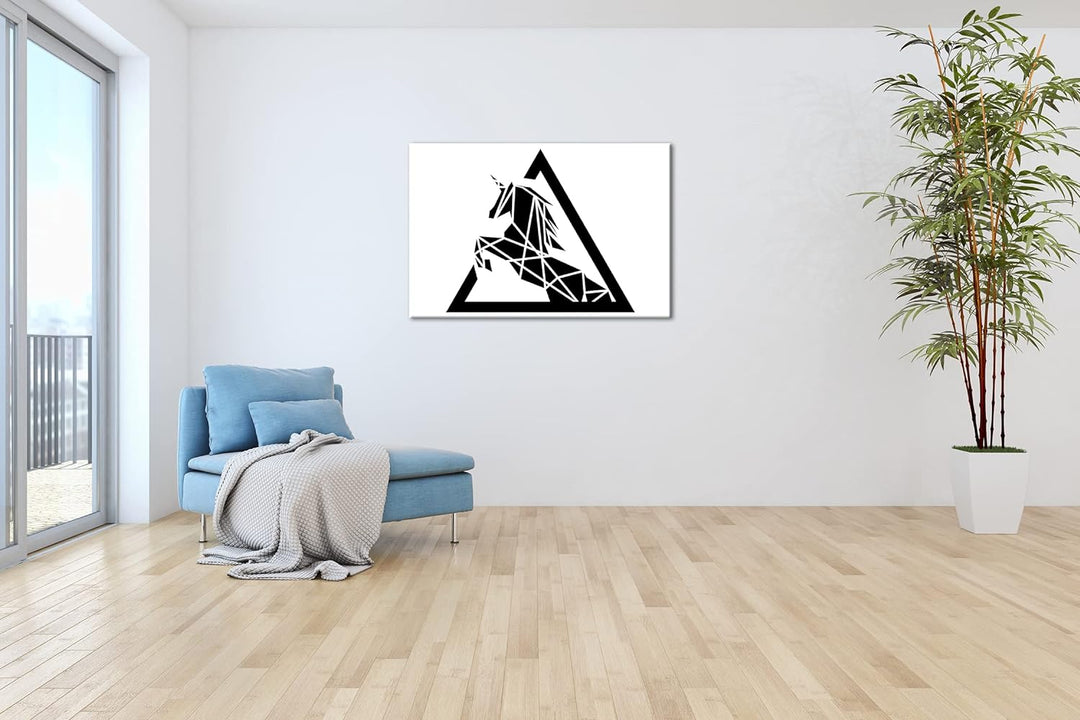 deyoli Polygone Einhorn Logo Format: 80x60 als Leinwandbild, Motiv fertig gerahmt auf Echtholzrahmen