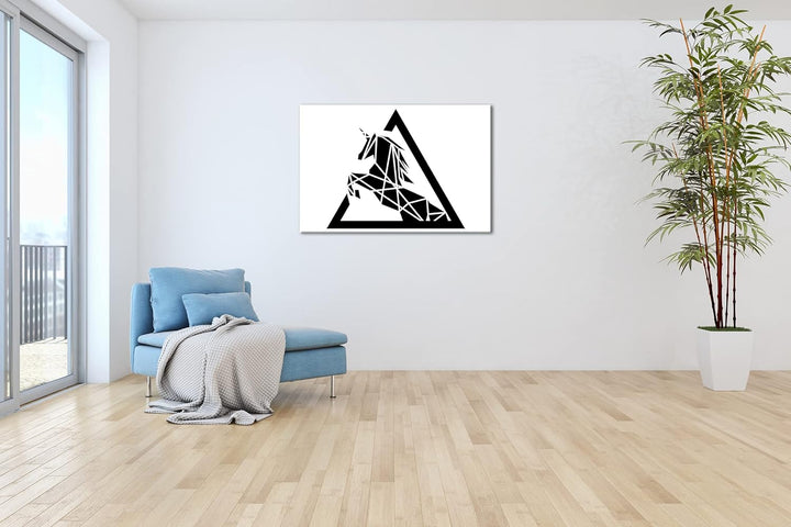 deyoli Polygone Einhorn Logo Format: 80x60 als Leinwandbild, Motiv fertig gerahmt auf Echtholzrahmen