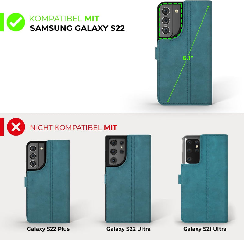 Snakehive Galaxy S22 5G Hülle Leder | Stylische Handyhülle mit Kartenhalter & Standfuss | Handyhülle