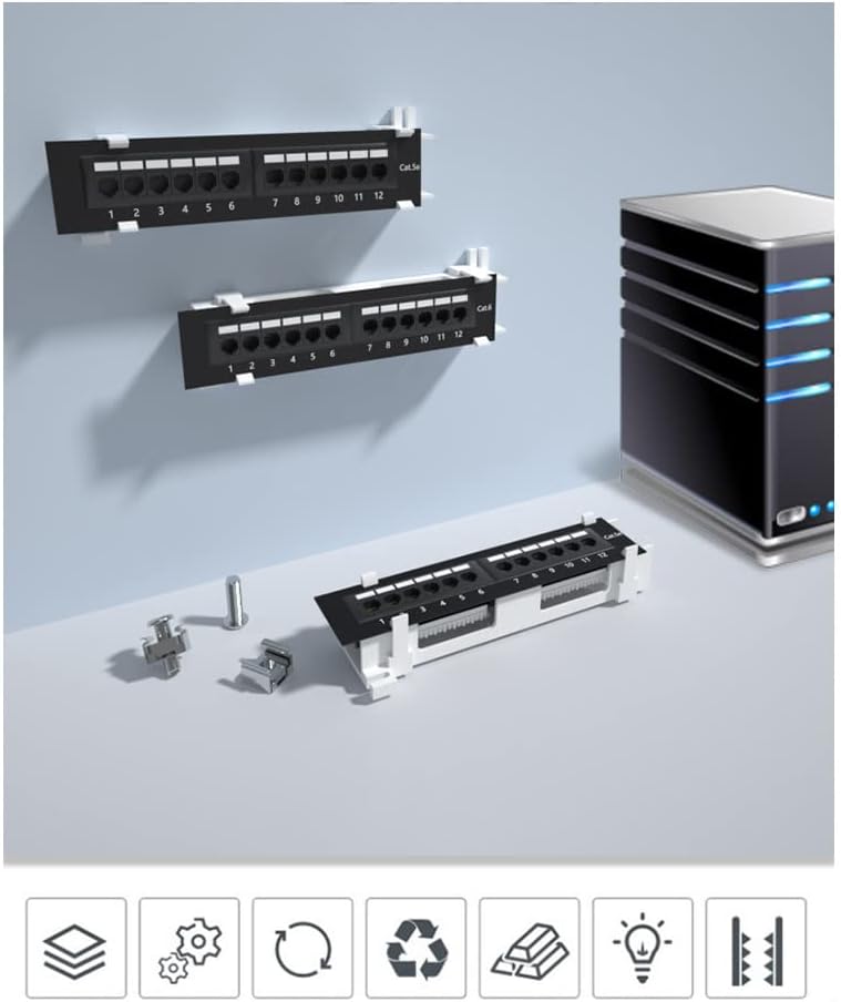 1U 12 Ports Cat6 Unshield Wallmount Patch Panel UTP Ethernet Patch Panel mit RJ45 Cat6 Adapter Patch