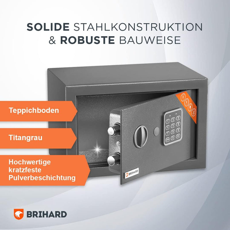 Brihard Home Electronischer Safe Kompakt - 20x31x20cm Kompakte Sicherheitsbox mit LED-Bildschirm mit