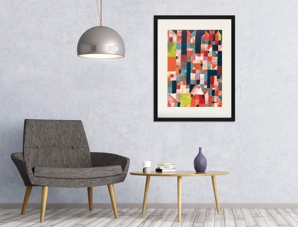 1art1 Paul Klee Poster Städtebild Mit Roten Und Grünen Akzenten, 1921 Gerahmtes Bild Mit Edlem Passe