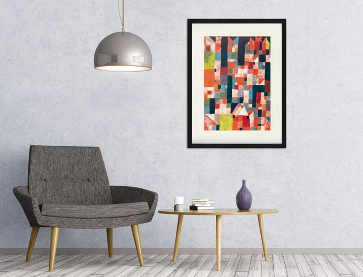 1art1 Paul Klee Poster Städtebild Mit Roten Und Grünen Akzenten, 1921 Gerahmtes Bild Mit Edlem Passe