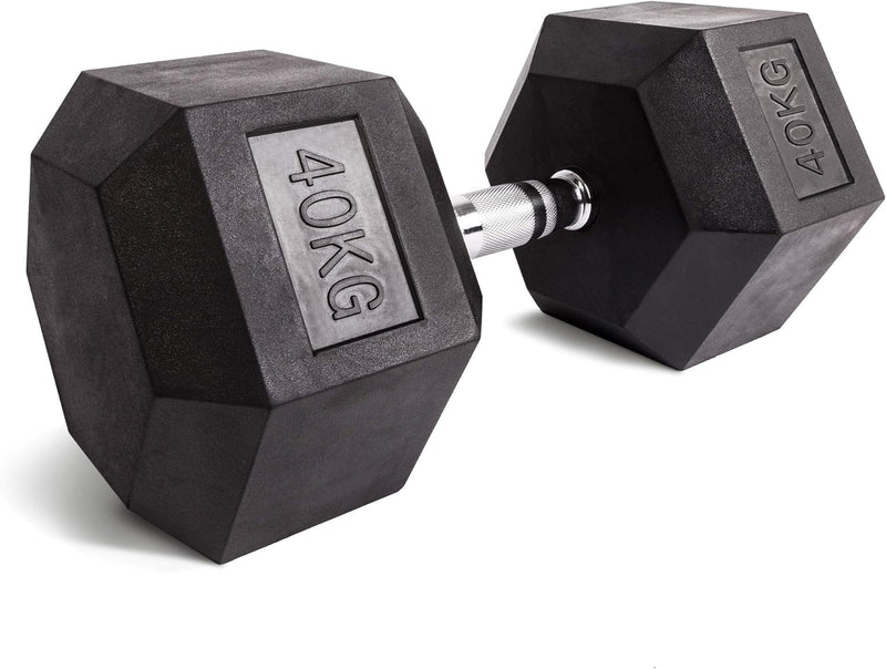 C.P. Sports Hexagon Hanteln gummiert 1-80 kg (Stück) + gratis Griffpolster Dumbbell mit ergonomische