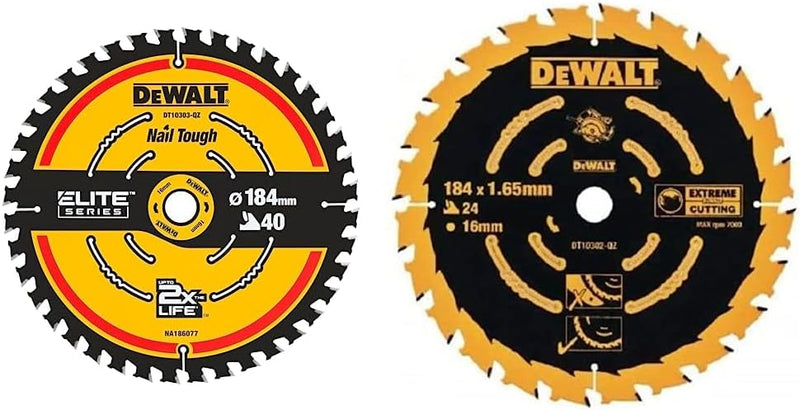 Dewalt Elite Kreissägeblatt DT10302 (Sägeblatt-ø 184/16 mm, Schnittbreite: 1,65 mm, 24 Zähne) & Elit